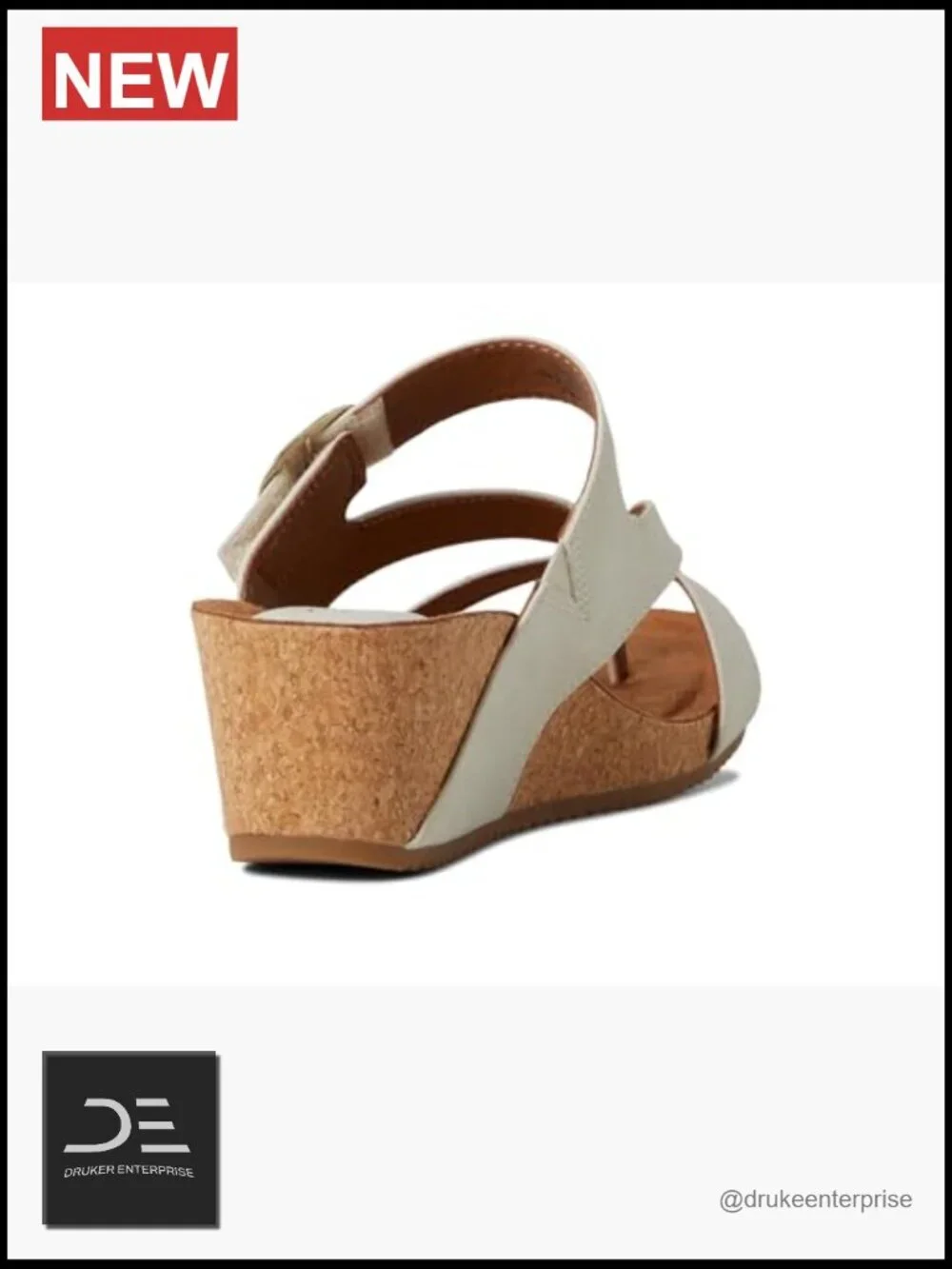 Women's Wedge Sandals with Cork Footbed and Faux Leather Upper